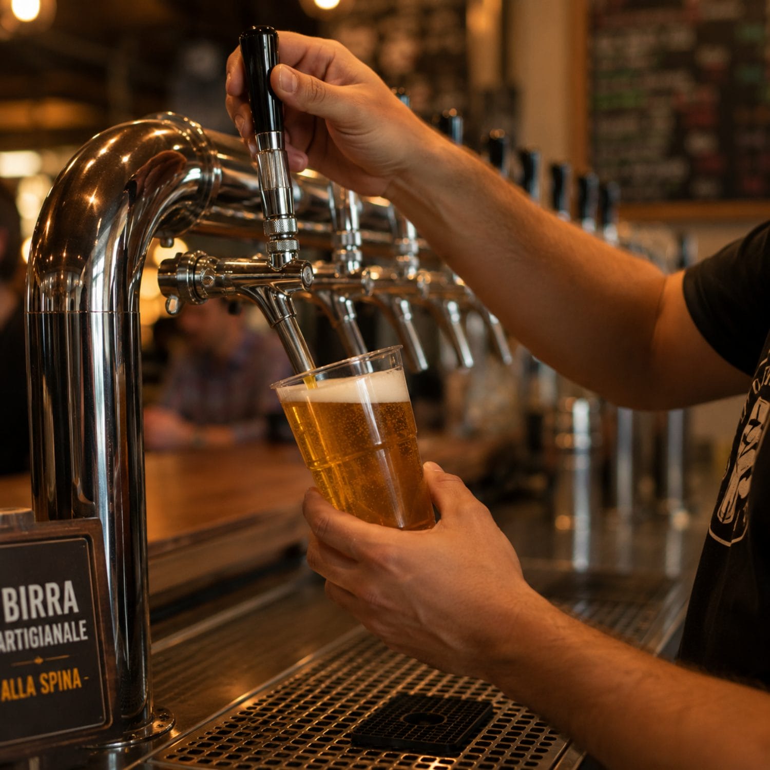 Bicchiere in plastica dura trasparente per birra alla spina e bevande fredde