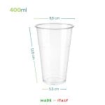 Bicchiere Kristal trasparente da 400 ml con dimensioni del prodotto e produzione italiana