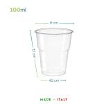 Bicchiere Kristal 100 ml trasparente Made in Italy Bicchiere Kristal trasparente da 100 ml con indicazione delle dimensioni, ideale per degustazioni e bevande monouso