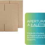 Scatola cartone doppia onda 60x40x40 cm apertura a 4 alette per imballaggio sicuro