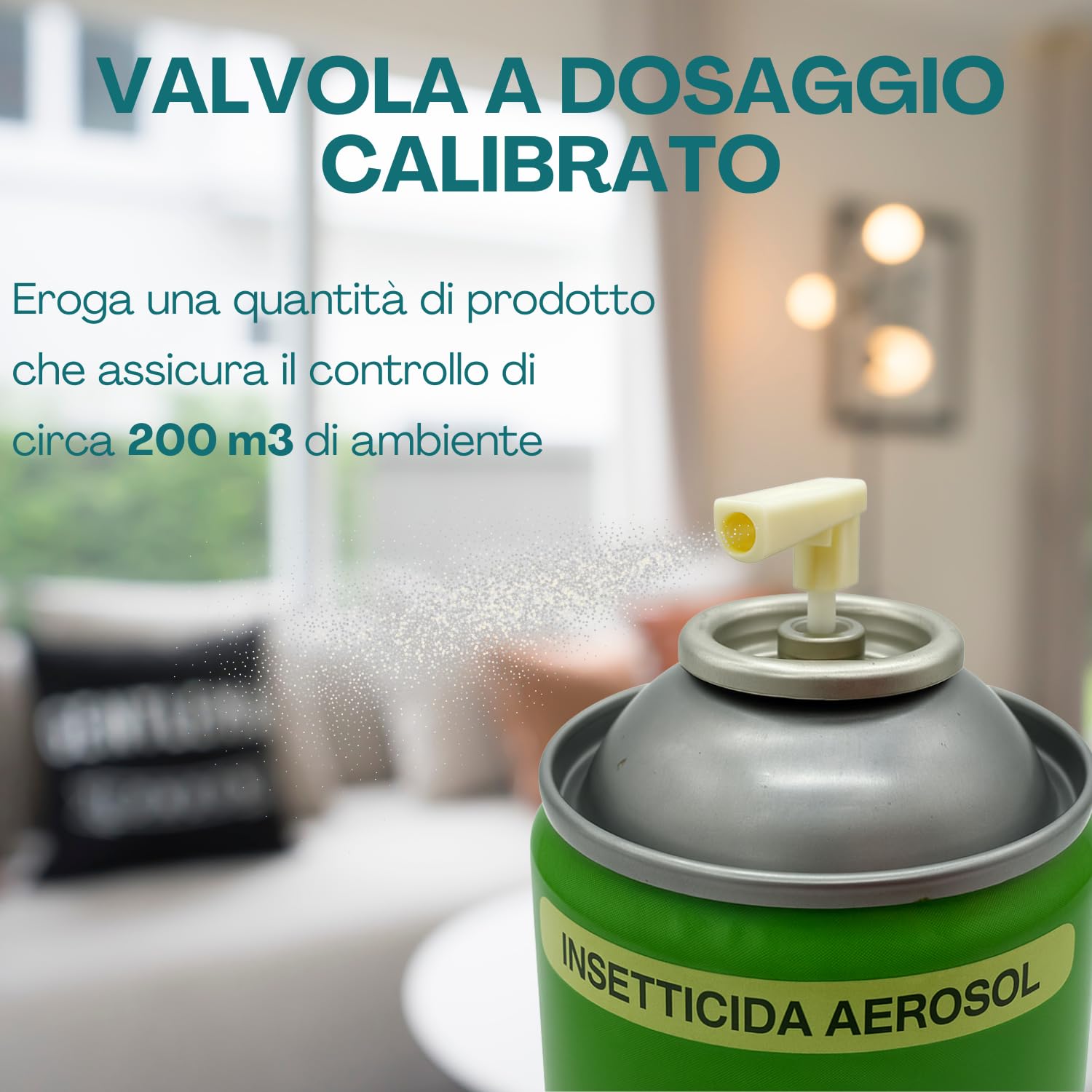 Valvola dosatrice insetticida Pir.Eco Sol, copertura efficace fino a 200 m³ di ambiente.
