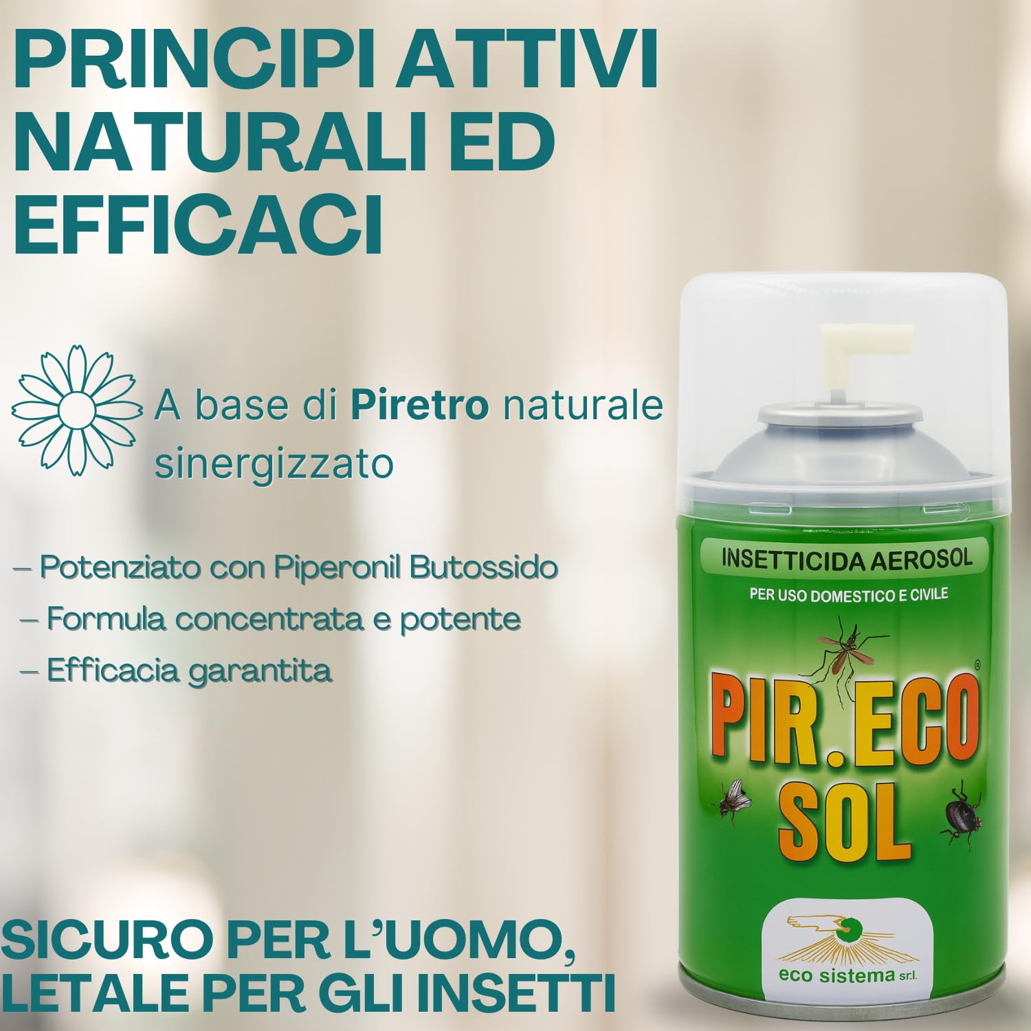 Insetticida con piretro naturale e formula potenziata, efficace contro insetti