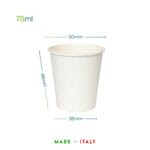 Bicchierino caffè 75 ml in cartoncino bianco Made in Italy con misure 50x48x36 mm