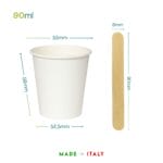 Bicchiere monouso caffè 90ml biodegradabile con paletta legno