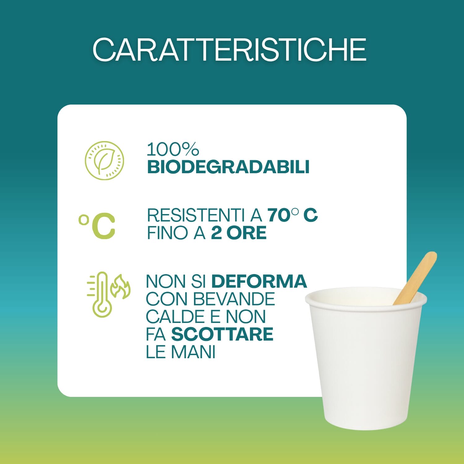 Bicchierini caffè carta biodegradabili resistenti bevande calde