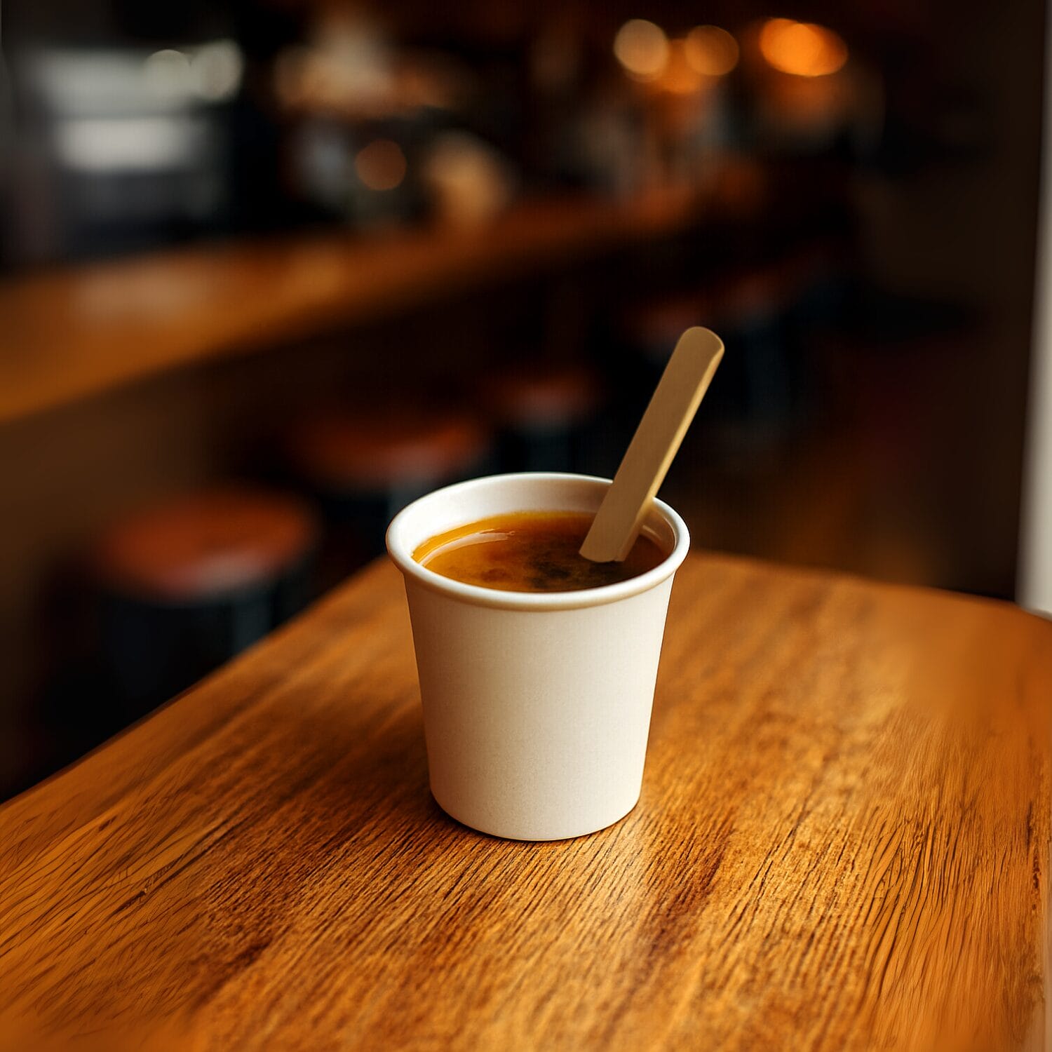 Bicchiere caffè carta con paletta legno monouso bar ufficio