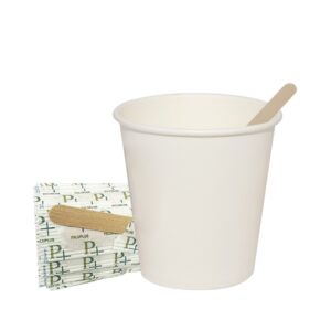 Bicchieri di carta per bevande bianchi 180 ml con palette