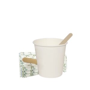 Bicchieri di carta per caffè bianchi 90ml con palette