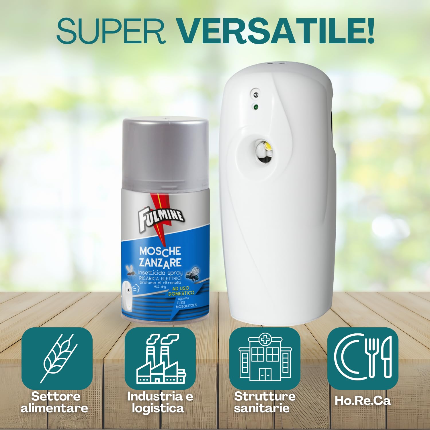 KIT Fulmine insetticida 250 ml con diffusore, ideale per uso alimentare e professionale.