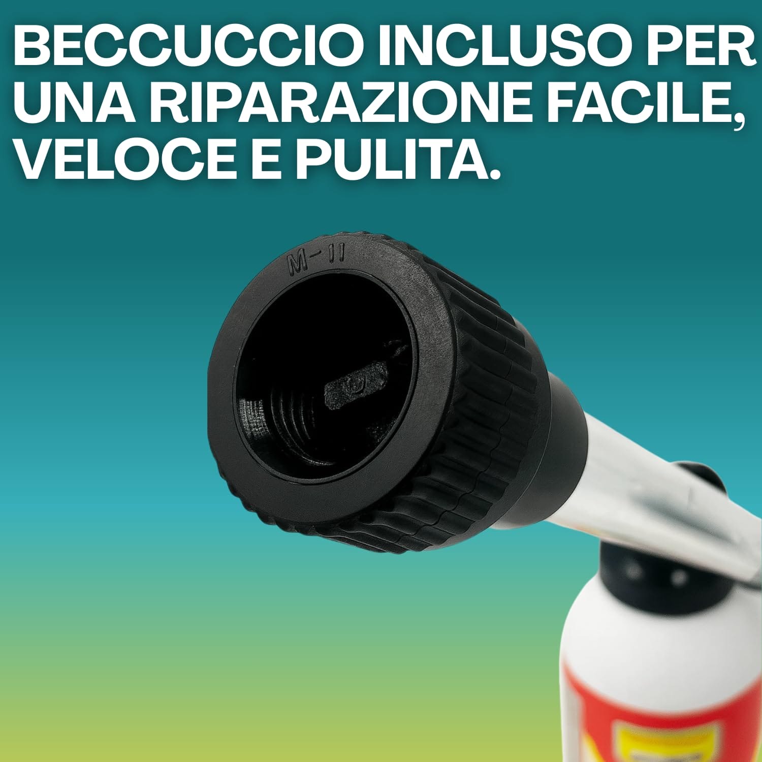 Beccuccio incluso nello spray gonfia e ripara gomme per applicazione facile e pulita