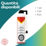 confezioni da 1, 3 e 6 bombolette gonfia e ripara gomme auto e moto