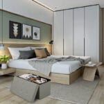 Pouf contenitore grigio 80 cm imbottito con doppia seduta rettangolare 80x40x40 cm