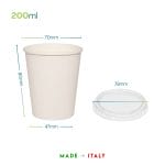 Bicchiere in carta Paluplus da 200 ml con coperchio diametro 78 mm Made in Italy