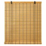 Tenda-bamboo-principale Tenda in bambù naturale con carrucola e ganci metallici su sfondo bianco