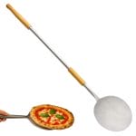 pala pizza principale Pala pizza lunga in acciaio inox con manico in legno e testa rotonda