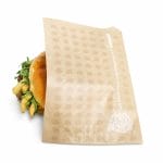 Panino imbottito avvolto in sacchetto antigrasso in carta oleane avana