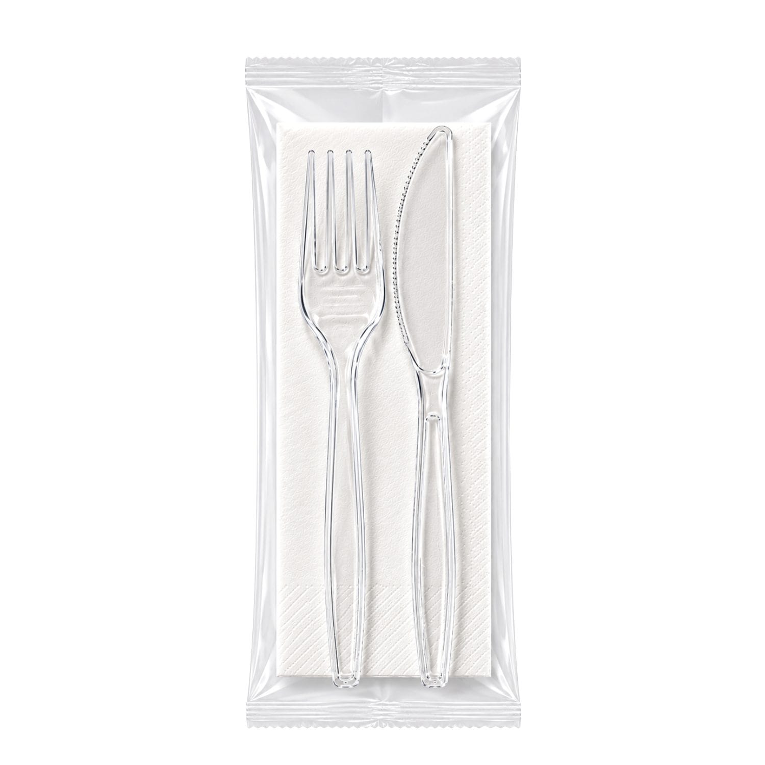 Kit posate monouso imbustate con forchetta coltello e tovagliolo