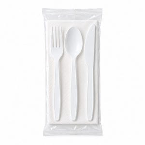 Tris posate riutilizzabili bianche da 16,6 cm