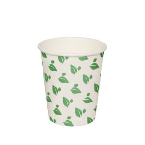 Bicchieri in Cartoncino Bianchi da 200ml con grafica Foglie