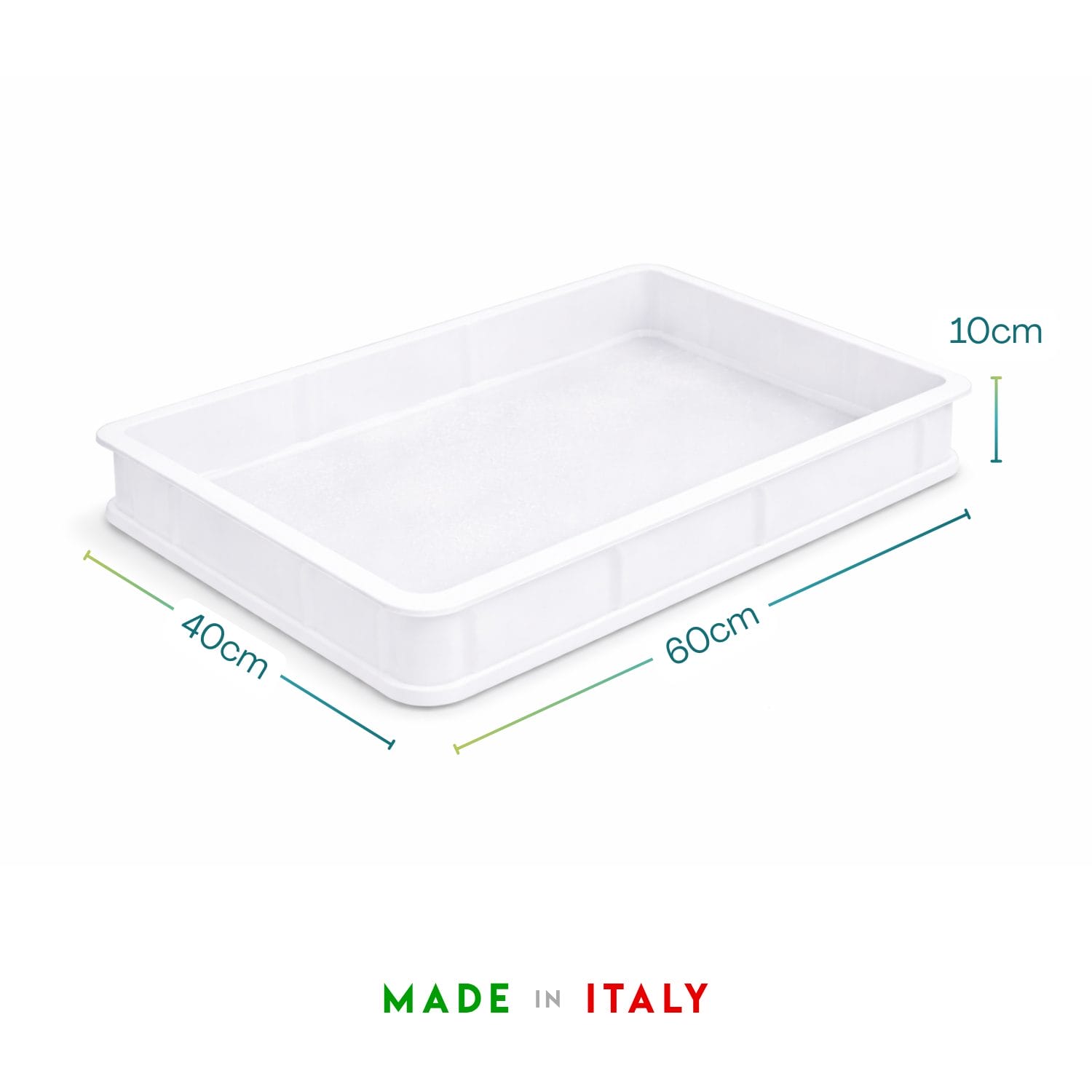 cassetta pizza per impasto 60x40x10 cm in plastica alimentare made in italy