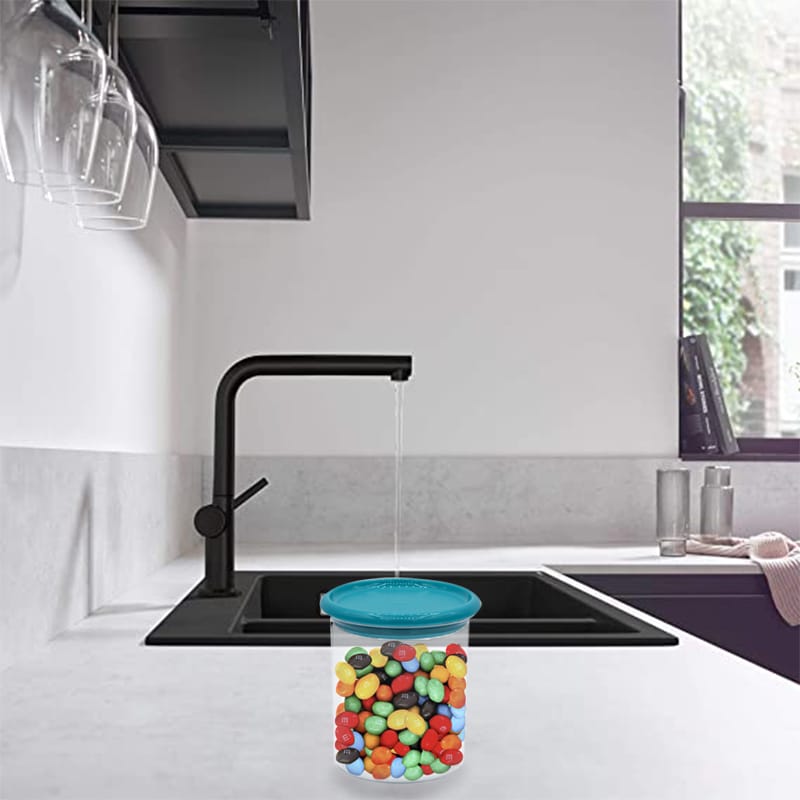 Barattolo in plastica 250 ml con coperchio turchese per alimenti