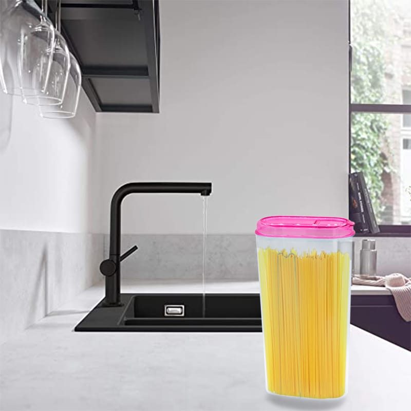 Contenitore alimenti 2,35L in plastica trasparente con coperchio viola ermetico