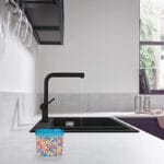 Barattolo plastica 1L trasparente con coperchio ermetico turchese