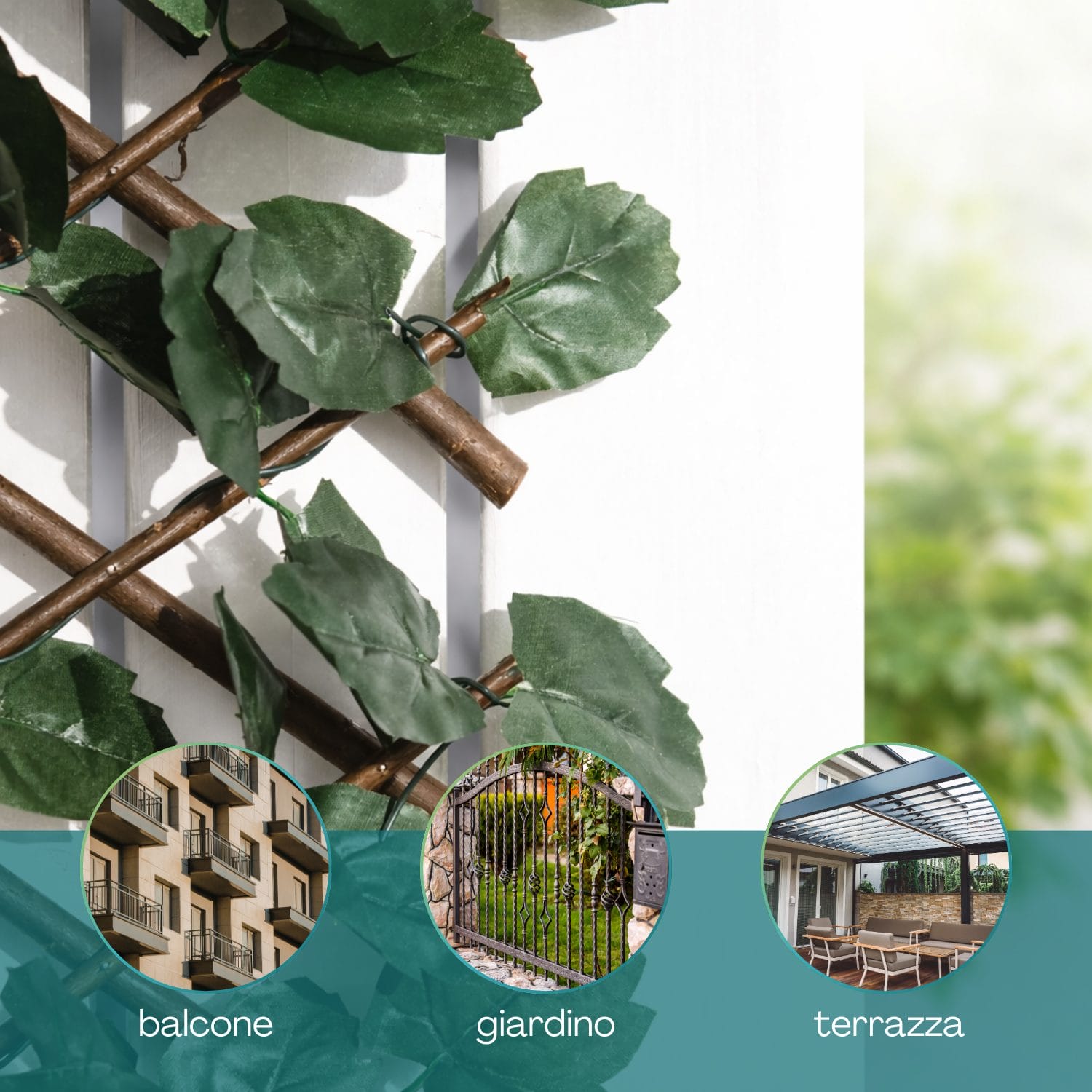 traliccio con foglie usi Grigliato estensibile con foglie per privacy balcone giardino terrazza