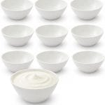 Ciotole yogurt set 10 ciotole bianche per yogurt con esempio di servizio in ciotola riempita
