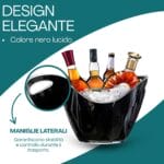 Secchiello portaghiaccio nero con maniglie laterali e design elegante
