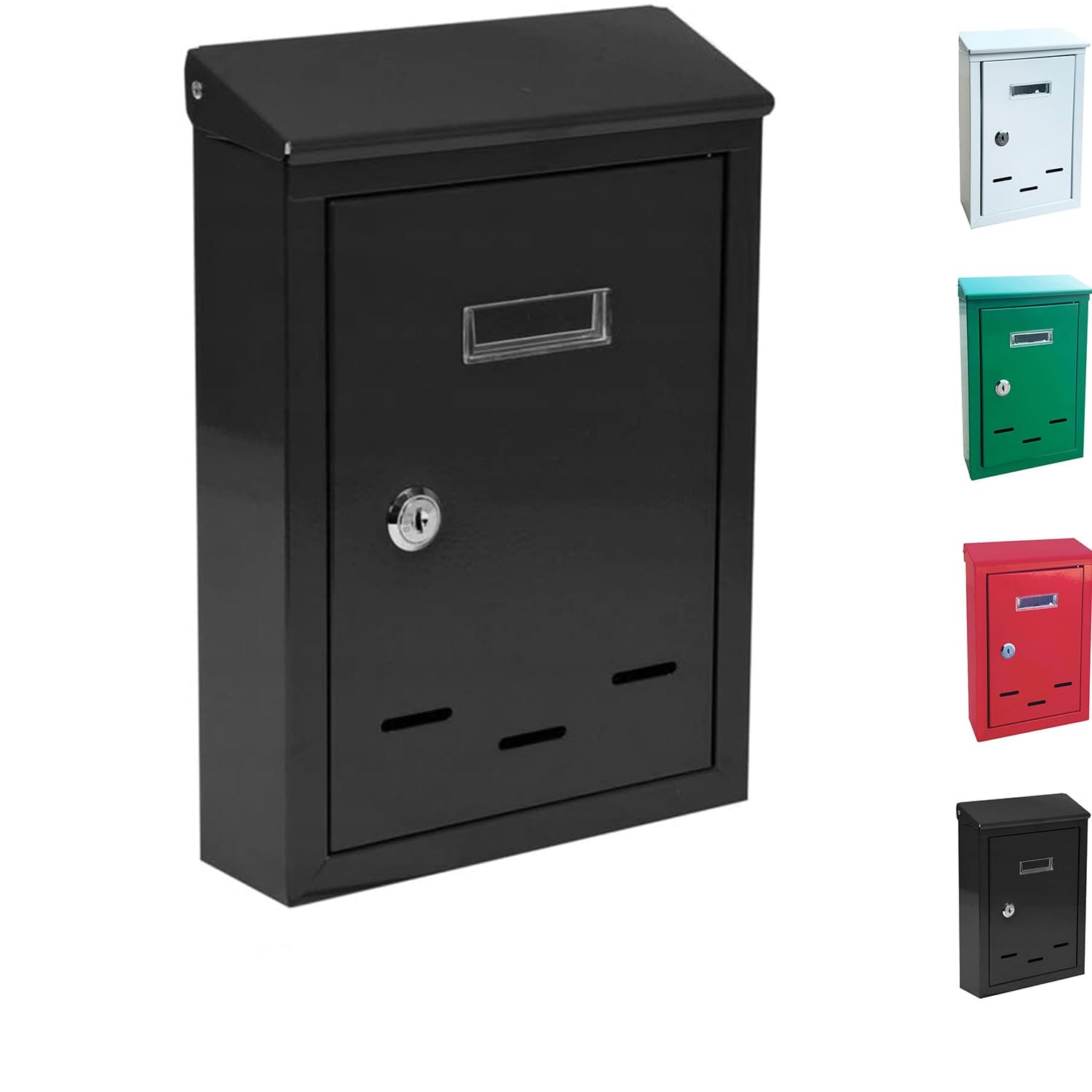 Cassetta posta nera in metallo buca delle lettere da parete con serratura stile moderno 27 cm