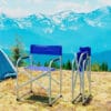 Sedia da regista pieghevole blu in alluminio per campeggio, mare e giardino