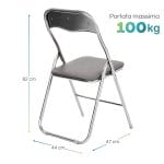misura sedia grigia Sedia pieghevole grigia con misure 82x47x44 cm e portata massima 100 kg