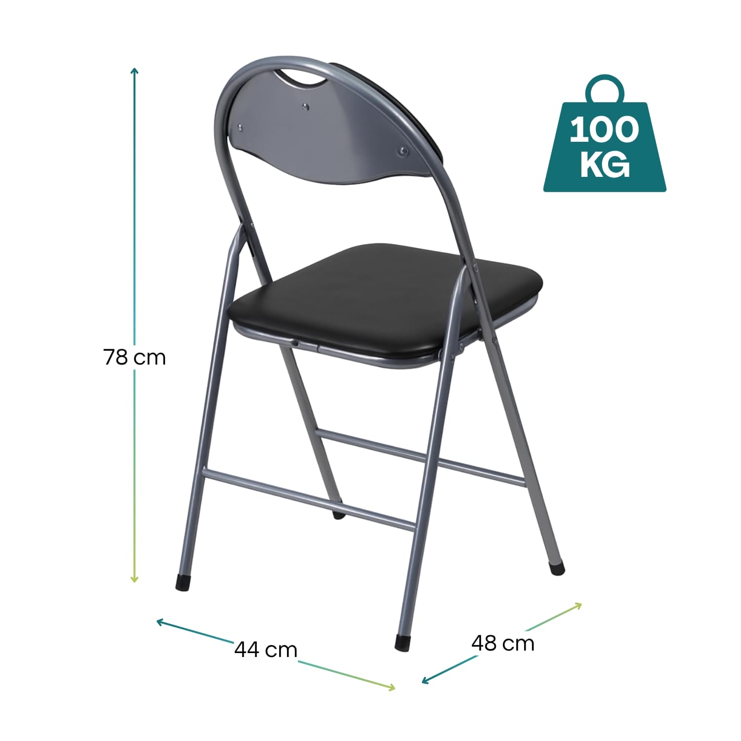 misura-sedia-pieghevole-nera
