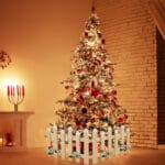 Staccionata decorativa 90x30 cm in legno naturale per base albero di Natale