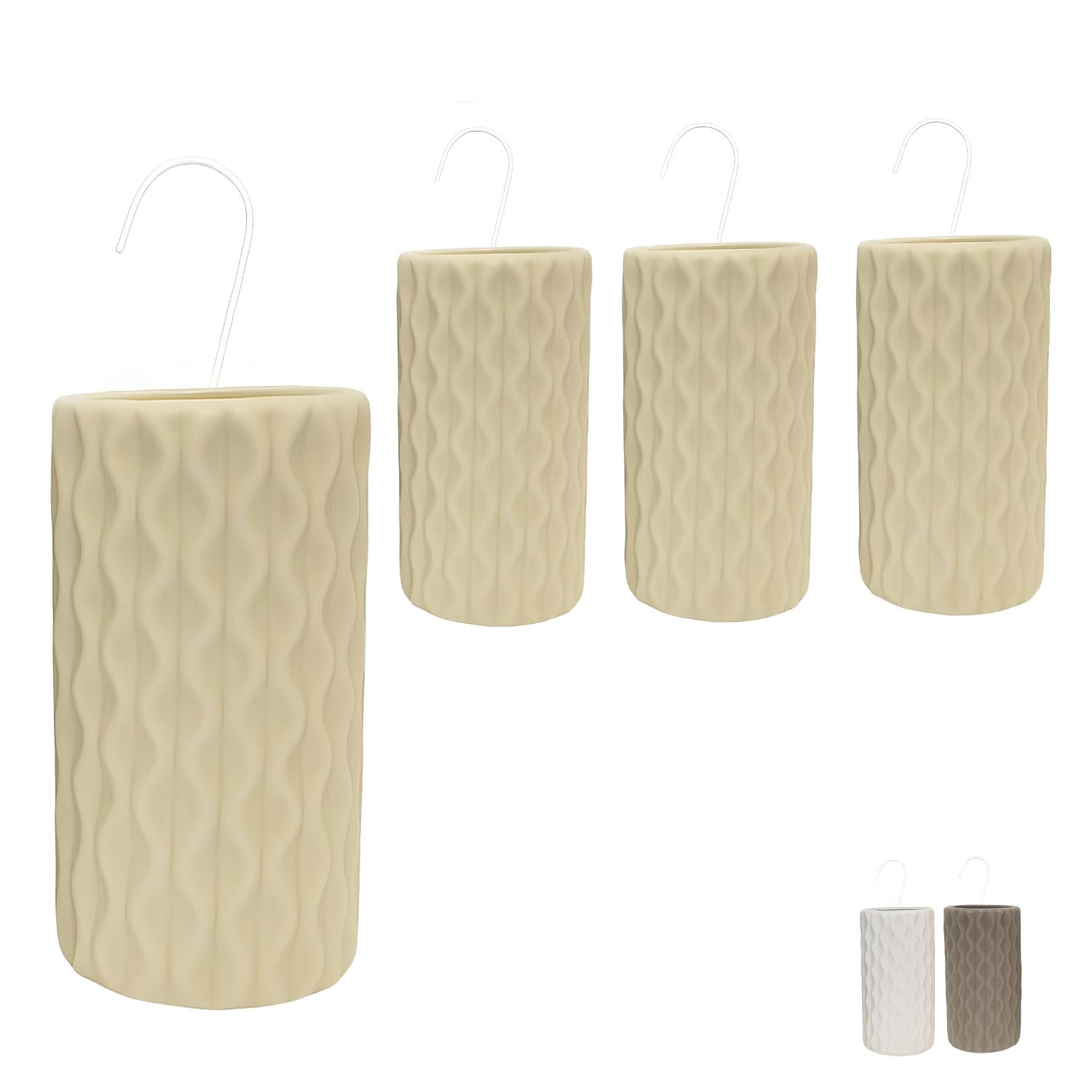 Evaporatore per termosifone in ceramica colore avorio con superficie decorata effetto onde