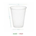 Bicchiere trasparente compostabile da 200 ml con dimensioni del prodotto