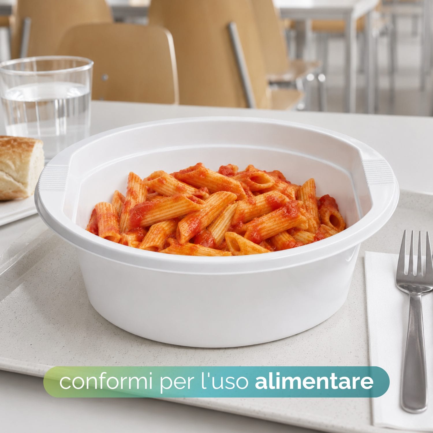 Scodella in plastica riciclabile da 800 cc per pasta e piatti pronti ad uso alimentare