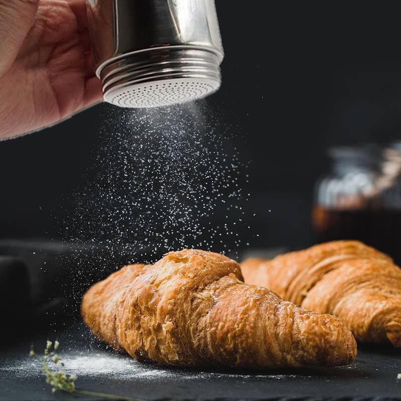 Spargizucchero a velo acciaio inox 300g per dolci e croissant