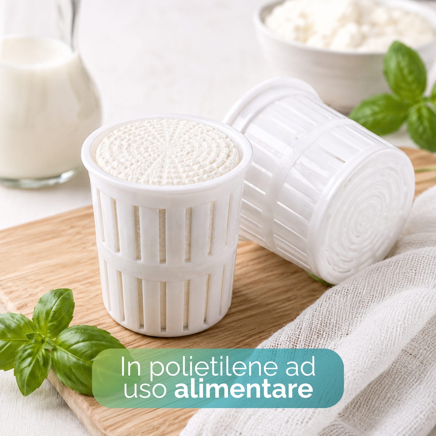 Fuscelle in polietilene alimentare ad alta densità per ricotta e formaggi