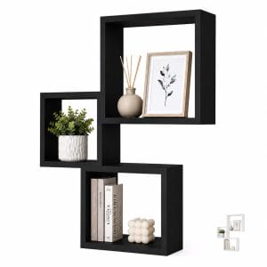 Set 3 Mensole quadrate da parete in legno
