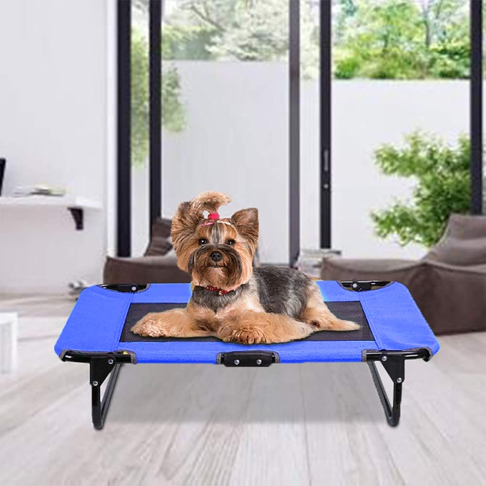 Lettino per cani blu con rete traspirante 75x52x17 cm