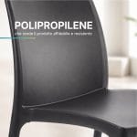 Dettaglio di sedia da giardino antracite in polipropilene con seduta e schienale curvo