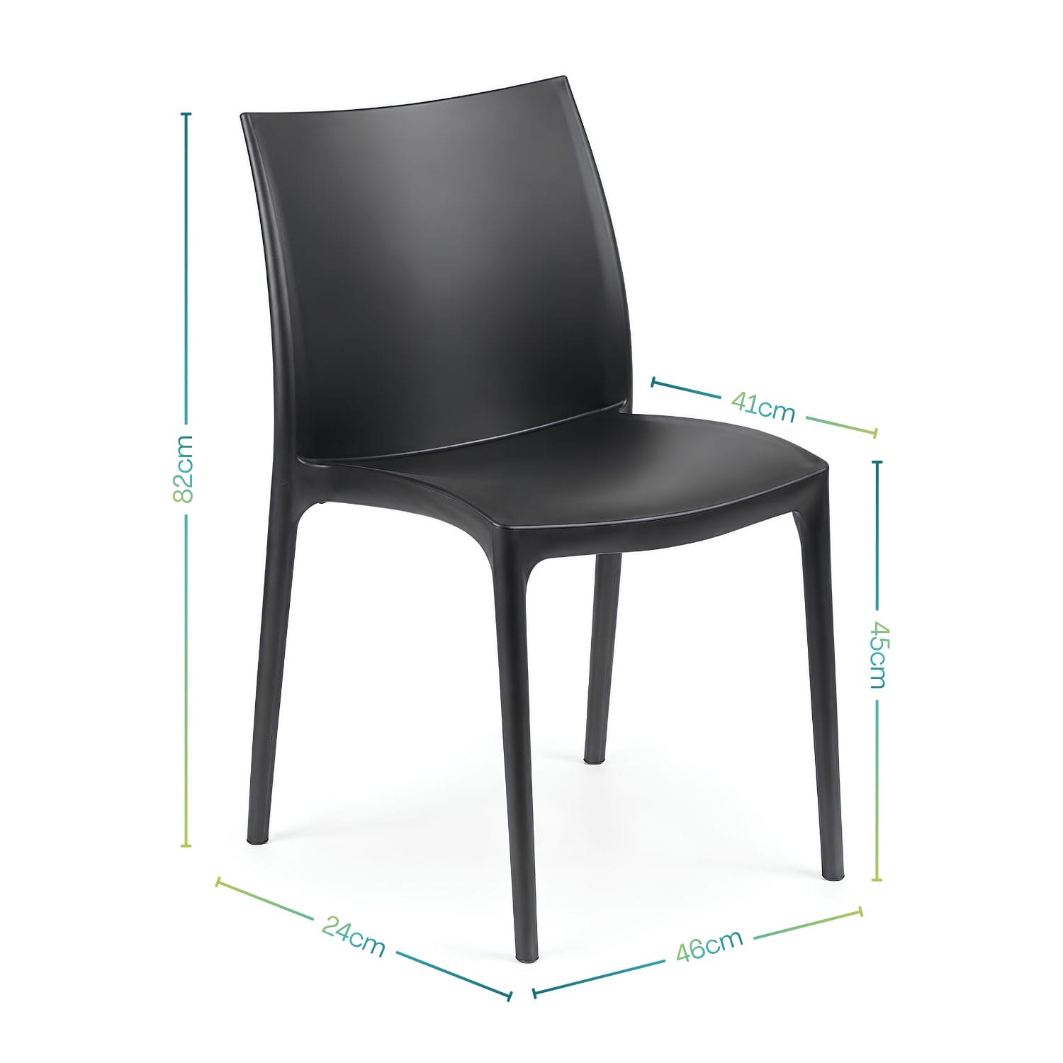 Sedia da giardino antracite senza braccioli con misure 46x54x82 cm indicate