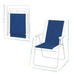 Sedia mare blu navy pieghevole 53x54x73 cm Sedia da mare pieghevole blu navy con braccioli, misure 53x54x73 cm e ingombro chiuso 53x66 cm