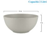 Insalatiera beige 2 litri in plastica rigida, diametro 20 cm altezza 9 cm