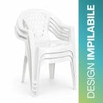 Sedie plastica bianche impilabili design salvaspazio con braccioli
