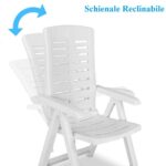 Poltrona da giardino bianca in plastica reclinabile multiposizione con schienale regolabile