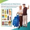 Carrello spesa blu a 6 ruote con tasca termica frontale