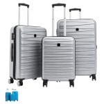 set valigie grigie Set 3 valigie grigie da viaggio rigide argento con ruote e maniglia telescopica